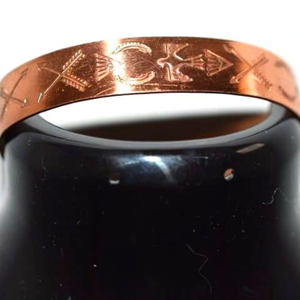 Vtg Genuine Copper stamped 1970's western engraved 6" cuff statement bracelet